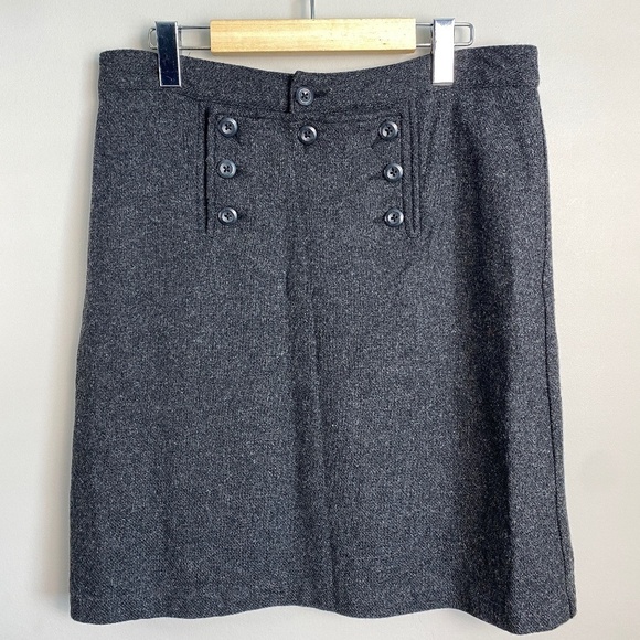 Old Navy Women's Wool Blend Low‎ Waist Lined Skirt Size 8 Button Flap Front Midi - Picture 1 of 12